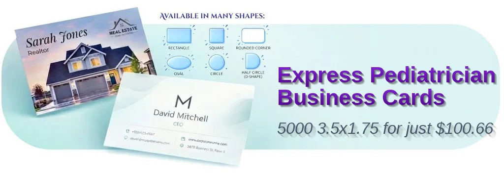 5000 Express Half Circle 3.5x1.75 14pt Uncoated Pediatrician Business Cards