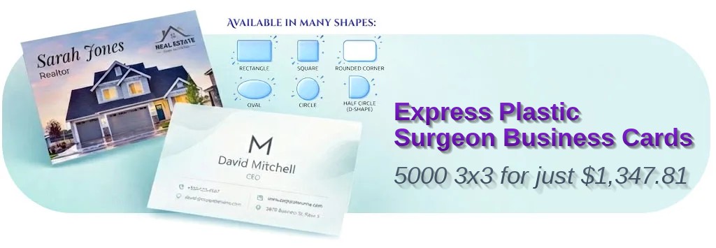 5000 Express Rounded Corners 3x3 38pt Trifecta Red Plastic Surgeon Business Cards