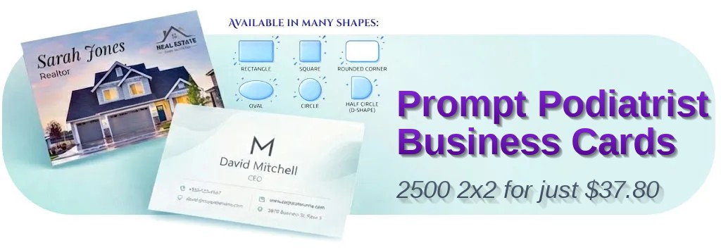 2500 Prompt Square 2x2 18pt Premium Kraft Podiatrist Business Cards