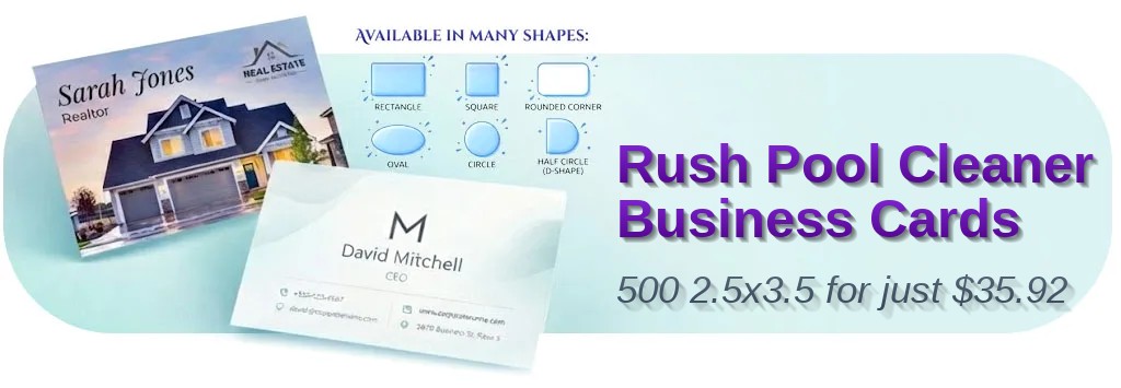 500 Rush Oval 2.5x3.5 16pt Premium Matte Pool Cleaner Business Cards