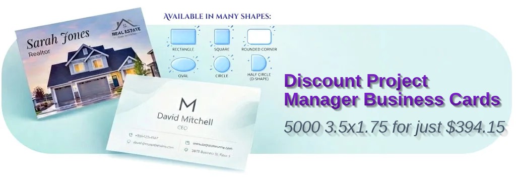 5000 Discount Half Circle 3.5x1.75 38pt Trifecta Blue Project Manager Business Cards