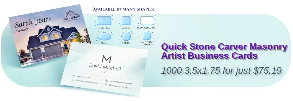 1000 Quick Half Circle 3.5x1.75 18pt Ultra Premium Smooth White Stone Carver Masonry Artist Business Cards