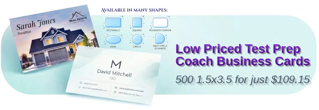 500 Low Priced Slim Rectangle 1.5x3.5 38pt Trifecta Red Test Prep Coach Business Cards