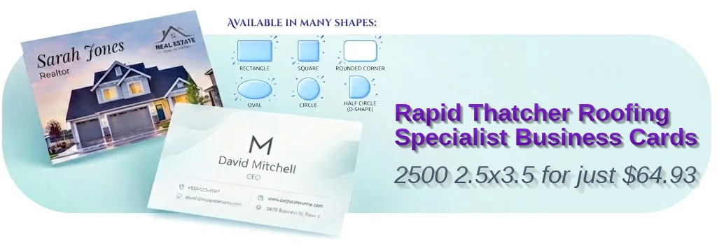 2500 Rapid Oval 2.5x3.5 18pt Premium Kraft Thatcher Roofing Specialist Business Cards