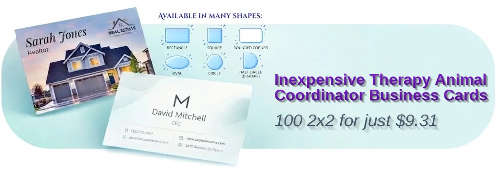 100 Inexpensive Square 2x2 14pt Uncoated Therapy Animal Coordinator Business Cards