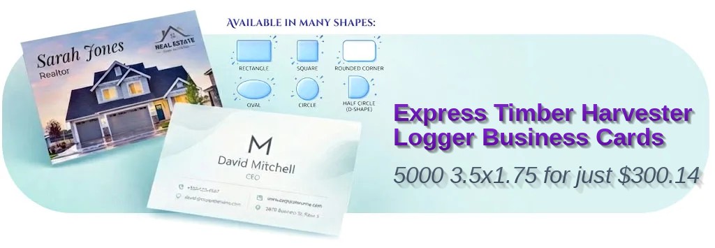 5000 Express Half Circle 3.5x1.75 18pt Ultra Premium Pearl Timber Harvester Logger Business Cards