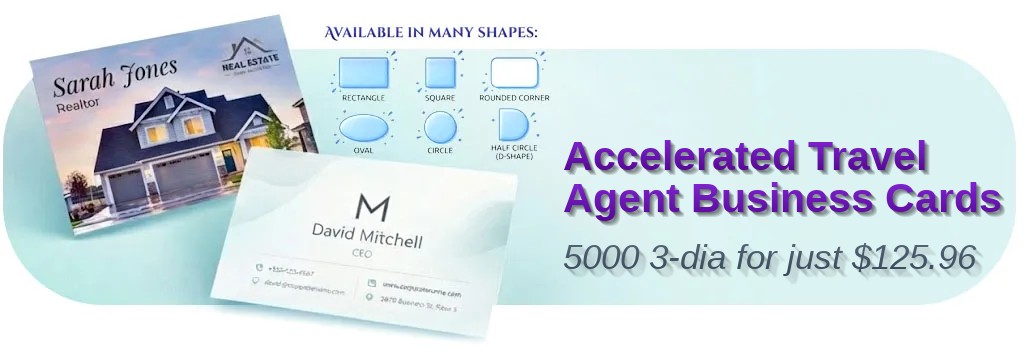 5000 Accelerated Circle 3 Dia 14pt Gloss Travel Agent Business Cards