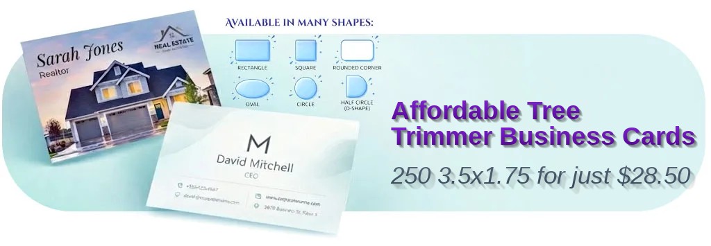 250 Affordable Half Circle 3.5x1.75 16pt Premium Matte Tree Trimmer Business Cards