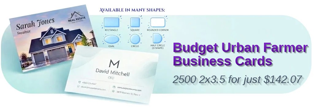 2500 Budget Standard Rectangle 2x3.5 13pt Premium Linen Urban Farmer Business Cards