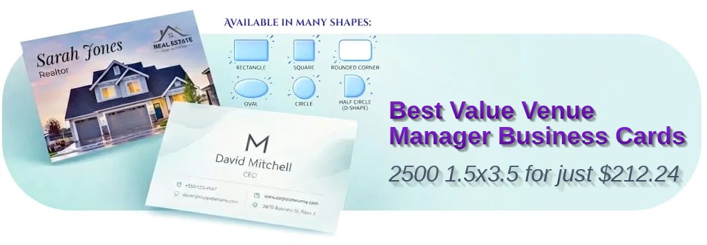 2500 Best Value Slim Rectangle 1.5x3.5 38pt Trifecta Blue Venue Manager Business Cards