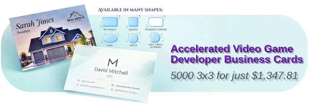 5000 Accelerated Rounded Corners 3x3 38pt Trifecta Blue Video Game Developer Business Cards