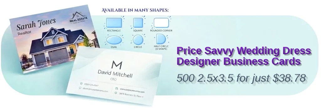 500 Price Savvy Oval 2.5x3.5 13pt Premium Linen Wedding Dress Designer Business Cards