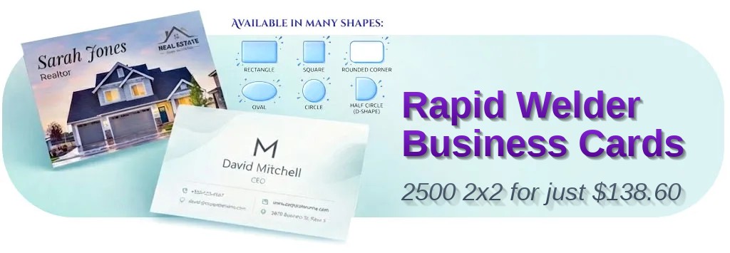 2500 Rapid Square 2x2 38pt Trifecta Black Welder Business Cards