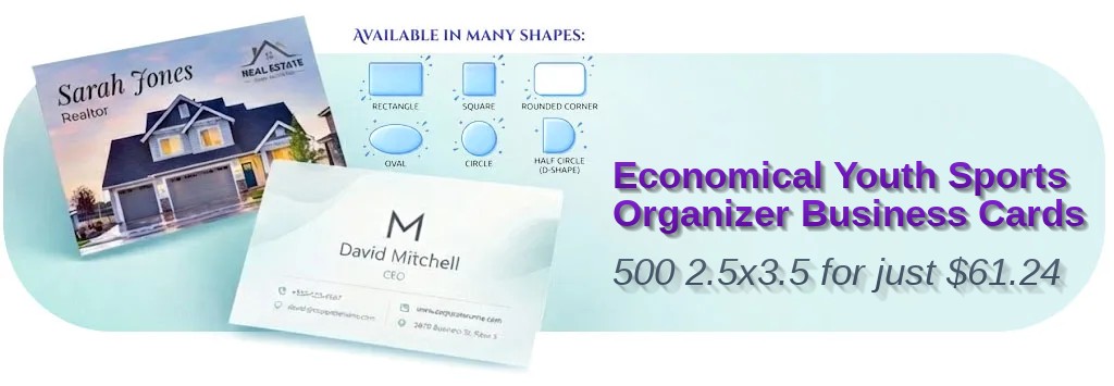 500 Economical Oval 2.5x3.5 18pt Ultra Premium Pearl Youth Sports Organizer Business Cards