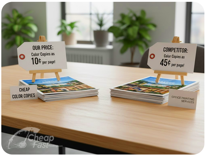 Document print price comparison vs Staples and FedEx