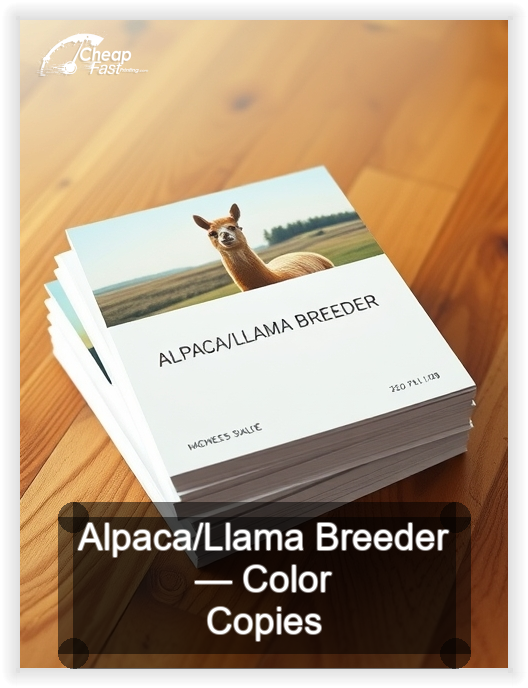 Alpaca Llama Breeder business card design sample