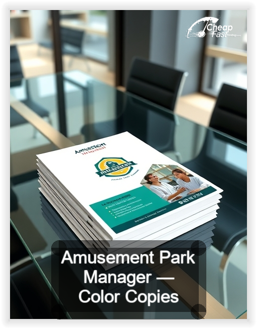 Amusement Park Manager business card design sample