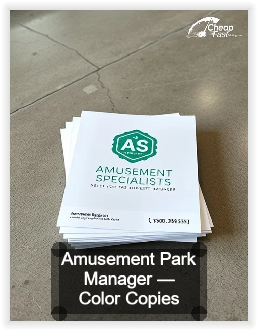 Amusement Park Manager business card design sample