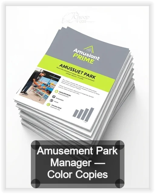 Amusement Park Manager business card design sample