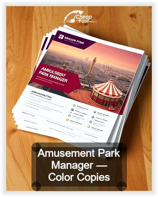 Amusement Park Manager business card design sample