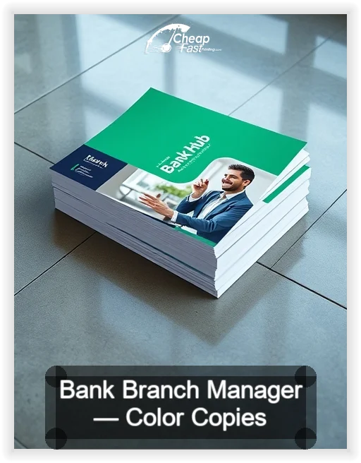 Bank Branch Manager business card design sample