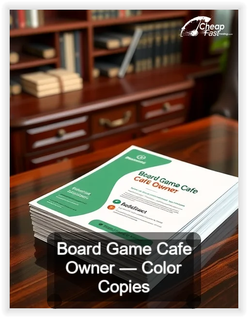 Board Game Cafe Owner business card design sample