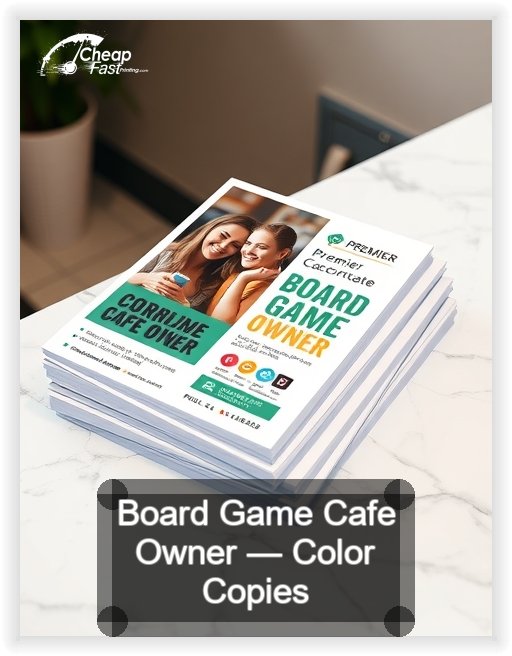 Board Game Cafe Owner business card design sample