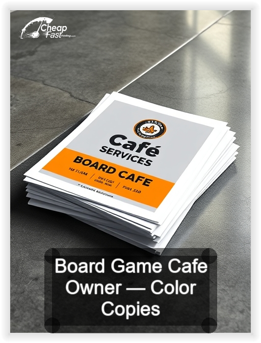 Board Game Cafe Owner business card design sample