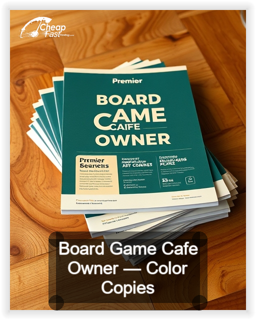 Board Game Cafe Owner business card design sample
