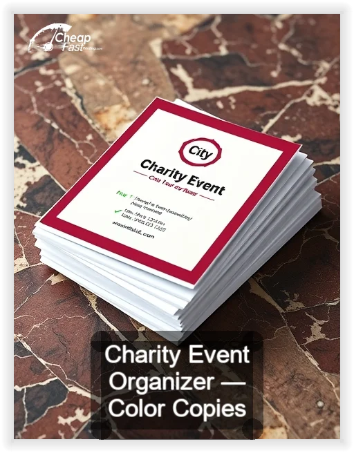 Charity Event Organizer business card design sample