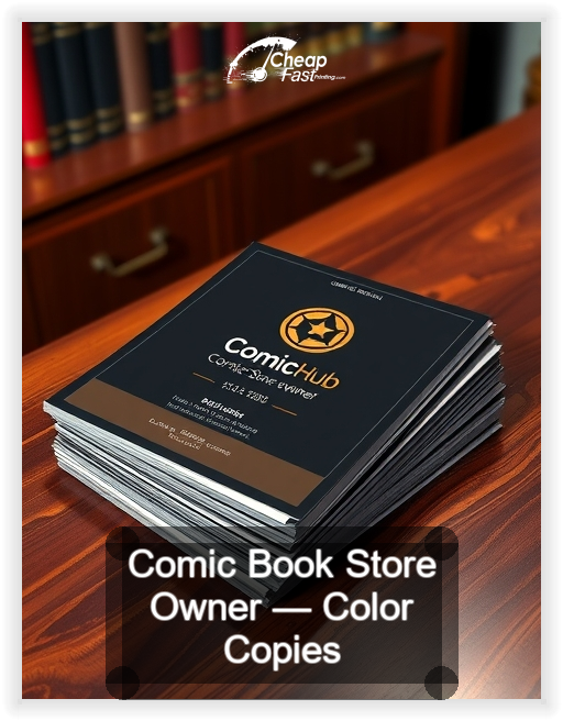 Comic Book Store Owner business card design sample