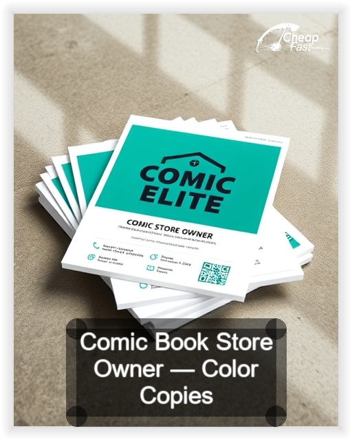 Comic Book Store Owner business card design sample