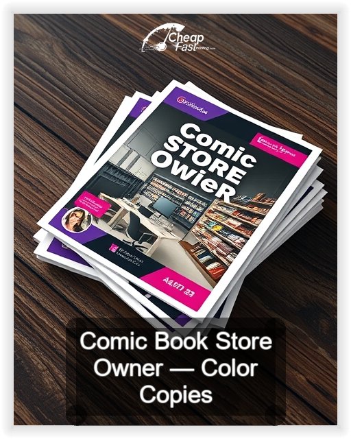 Comic Book Store Owner business card design sample