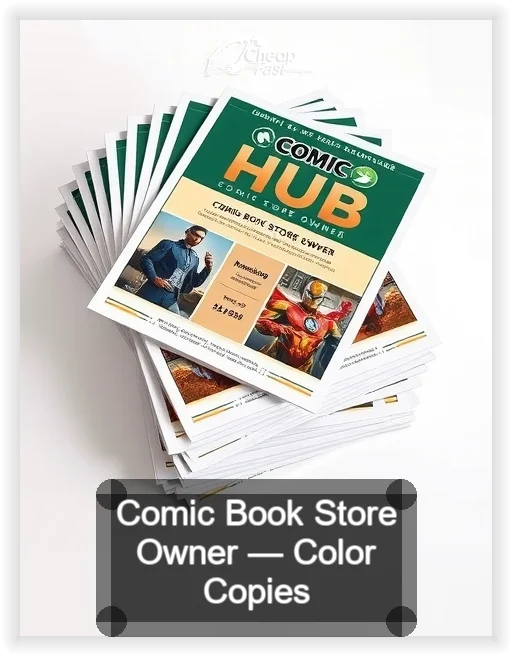 Comic Book Store Owner business card design sample