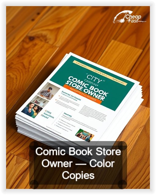Comic Book Store Owner business card design sample
