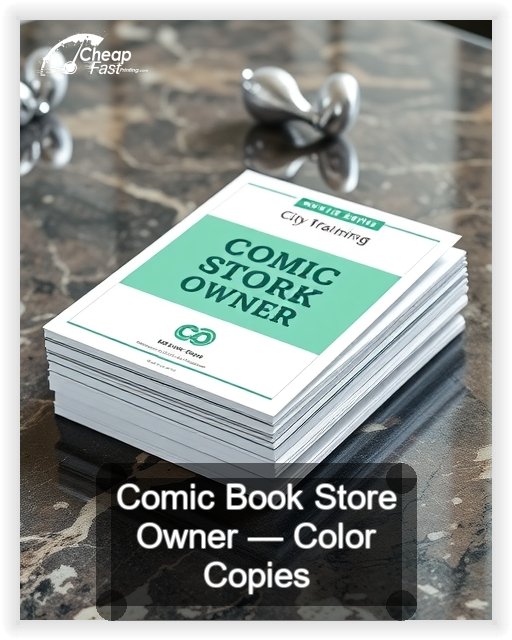 Comic Book Store Owner business card design sample