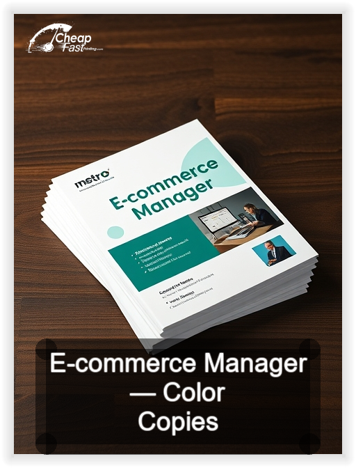 E Commerce Manager business card design sample