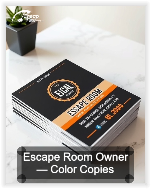 Escape Room Owner business card design sample
