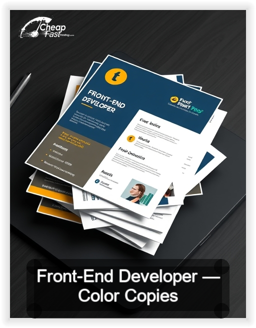 Front End Developer business card design sample
