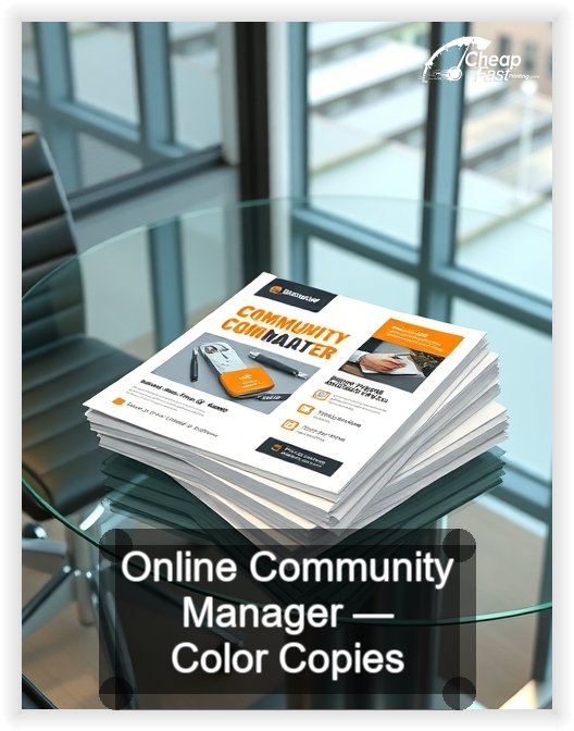 Online Community Manager business card design sample