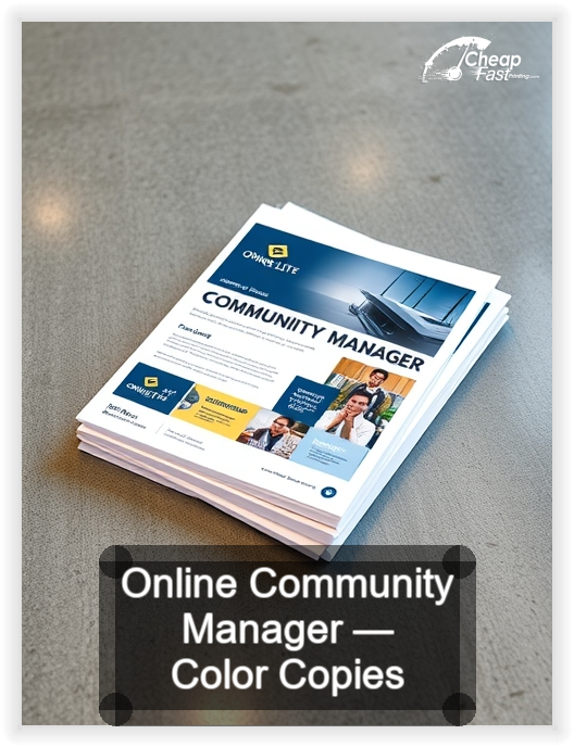 Online Community Manager business card design sample