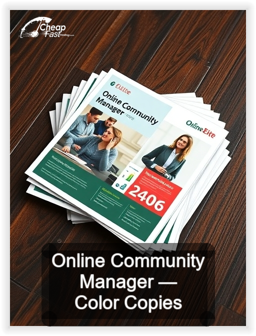 Online Community Manager business card design sample