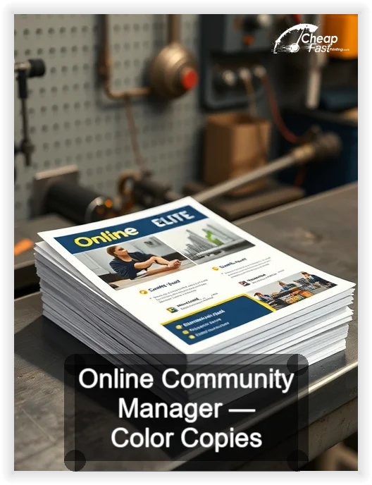 Online Community Manager business card design sample