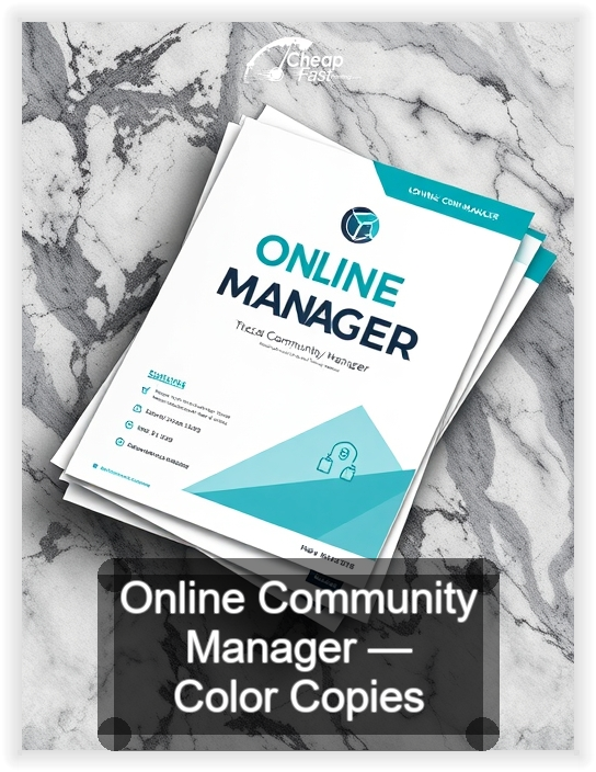 Online Community Manager business card design sample