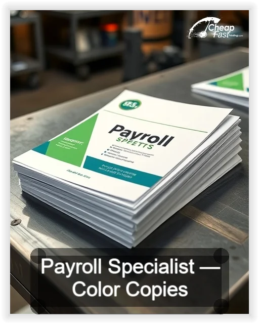 Payroll Specialist business card design sample
