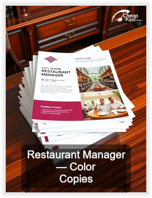 Restaurant Manager business card design sample