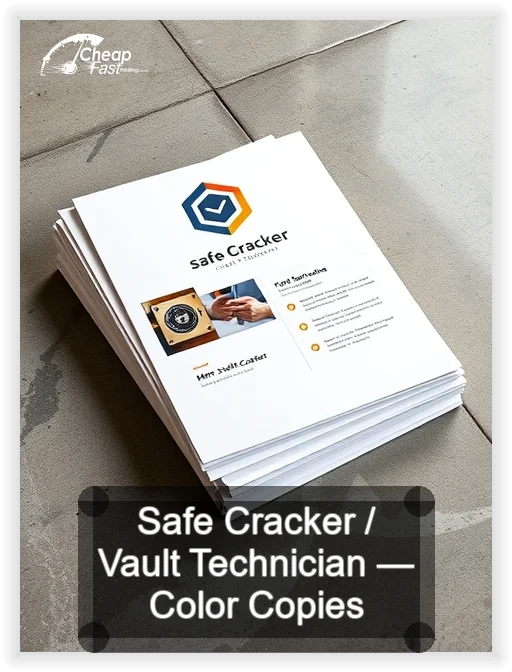 Safe Cracker Vault Technician business card design sample