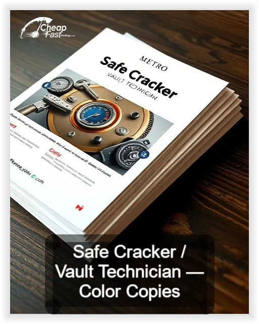Safe Cracker Vault Technician business card design sample