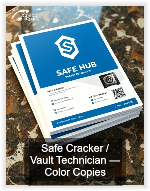 Safe Cracker Vault Technician business card design sample
