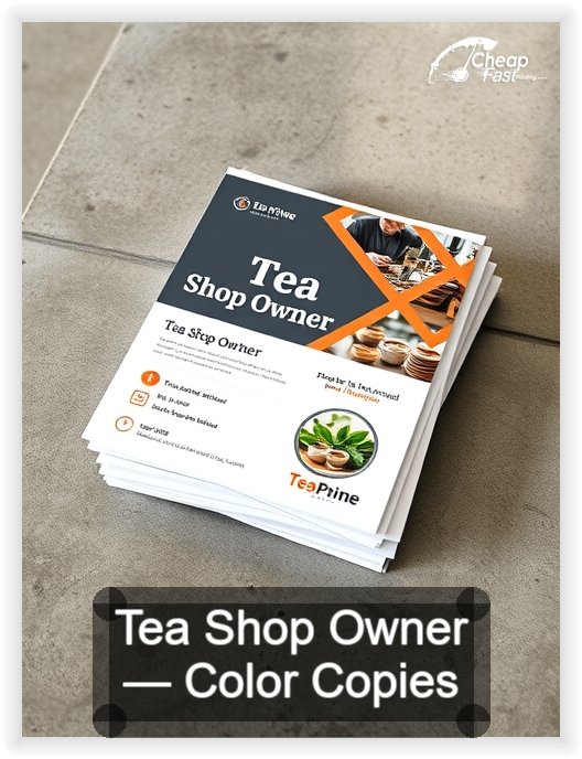 Tea Shop Owner business card design sample